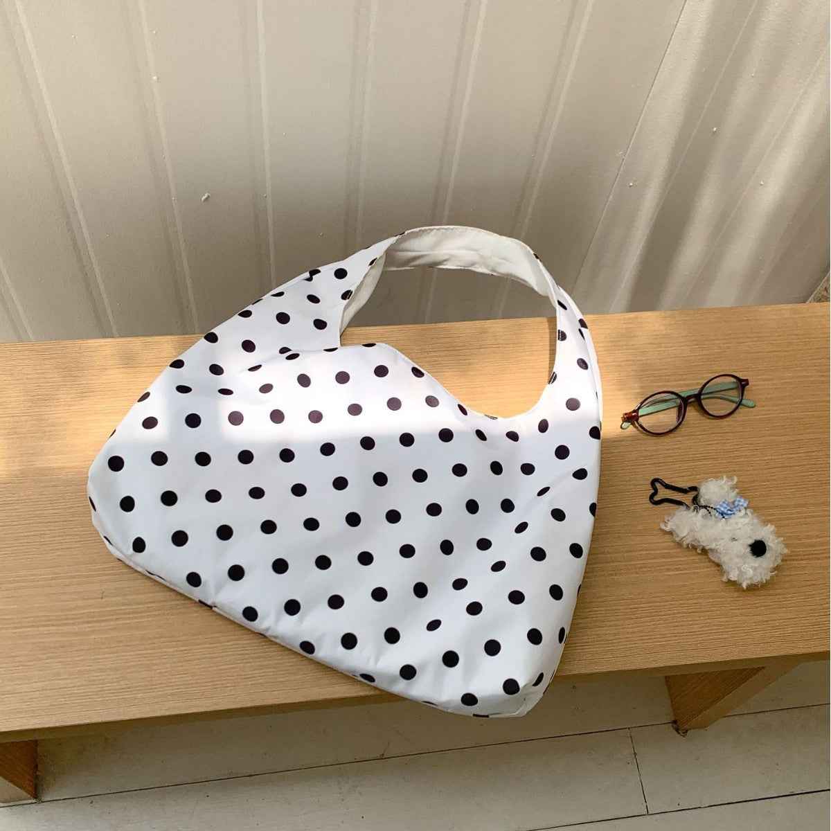 New Round Polka-dot Underarm Shoulder Bag Japanese-style Tote Handbag For Women