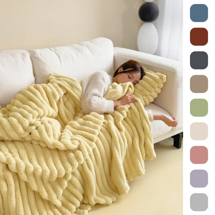 Couverture en velours bulle Soft Wind, Couverture chaude en fourrure de lapin unie, Couverture épaisse double face, Couverture chaude en fourrure