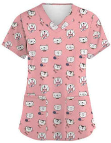 Summer Casual New Women's V-neck Cloth For Nursing Workers Short Sleeve