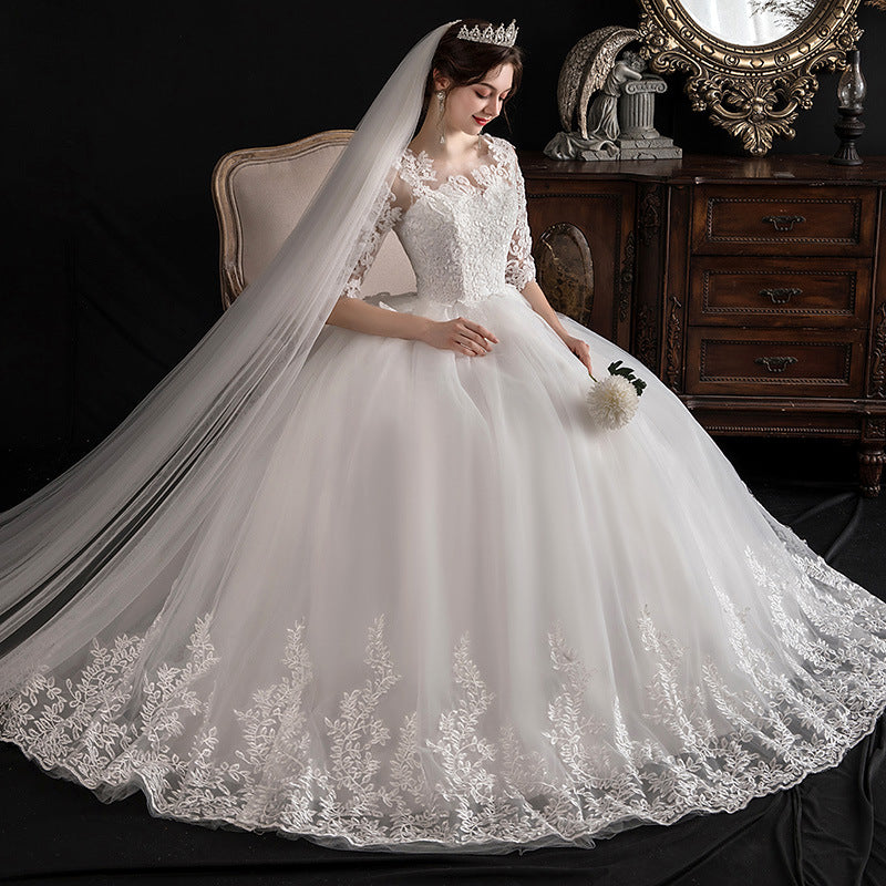 One-shoulder Dream Slim Sleeve Lace Bride by Mirlaine Univers