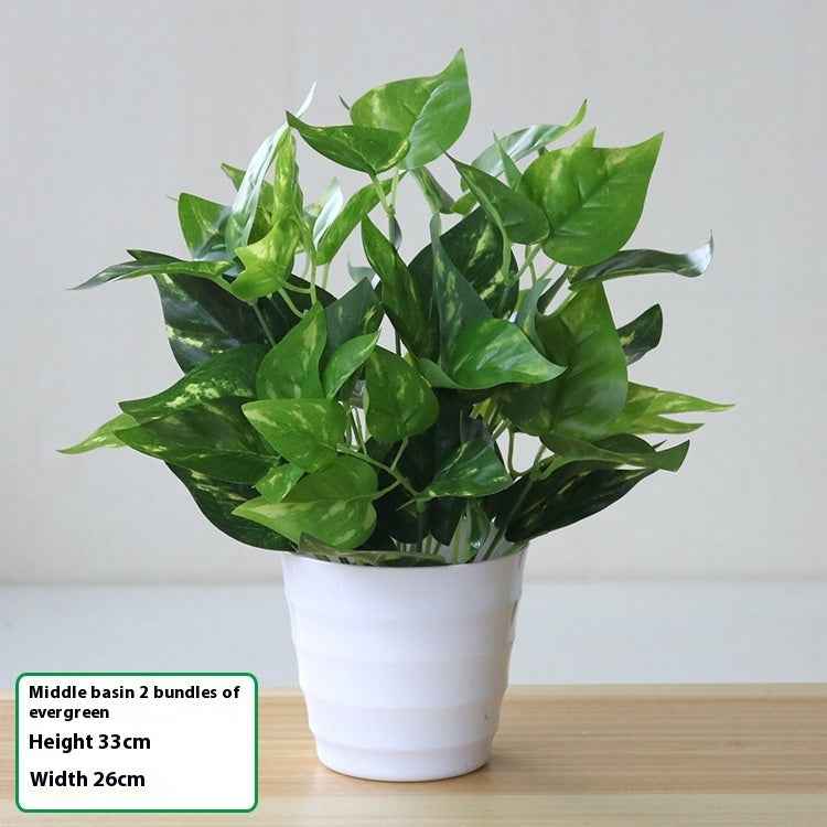 Simulation Plant Plastic Fake Flower And Grass Scindapsus Aureus Leaves Potted Plant