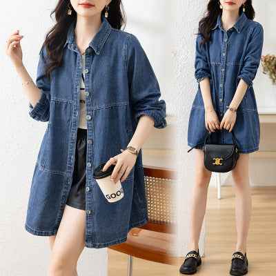 Women's Fashion Plus-Size Loose Denim Jacket
