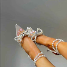 European And American Transparent Crystal Pearl Bow Head Sandals For Women