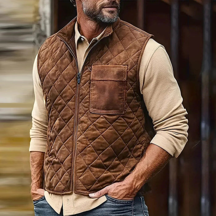 Mens Casual Vests With Diamond-Check Pattern