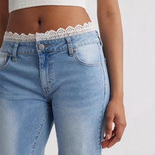 Womens Stylish Lace-trimmed Stretch Denim Jeans by Mirlaine Univers
