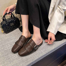 Fringed Closed-toe Mule Sandals For Women