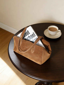 Womens Solid-Color High-Capacity Simple Commuter Tote Bag