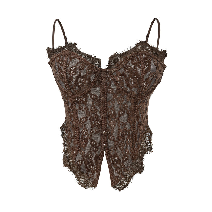 Sexy Lace Patchwork Fishbone Camisole Slim Fit