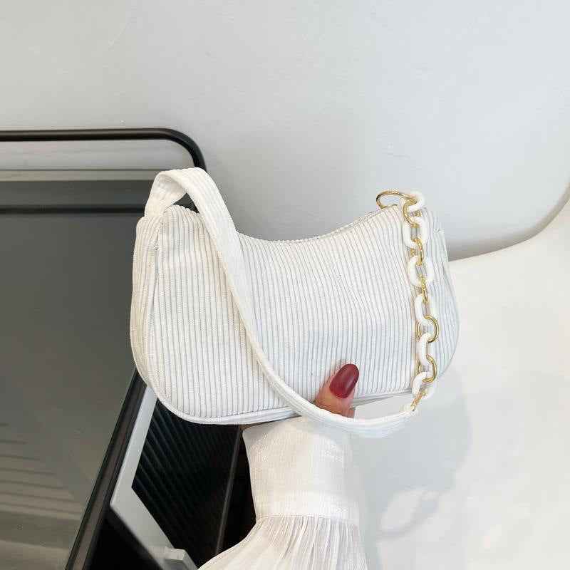 Artistic Fabric Bag Minimalist Casual Corduroy Single-shoulder Bag For Women
