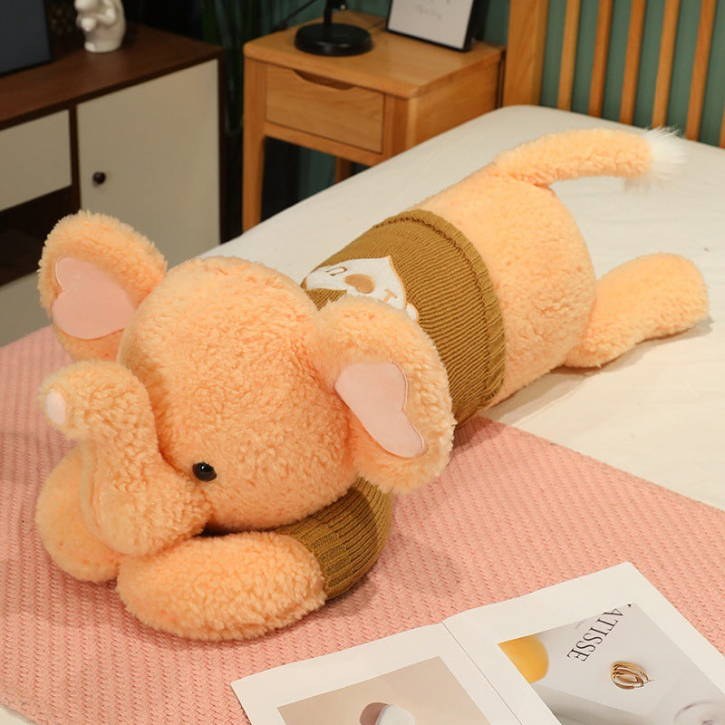 Large Sweater Lying Elephant Throw Pillow Plush Toy Doll by Mirlaine Univers