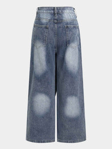 Deconstructed Layered Washed Denim Jeans