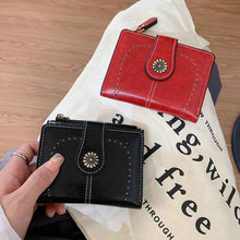 New Womens Oil-leather Wallet Vintage Short Style