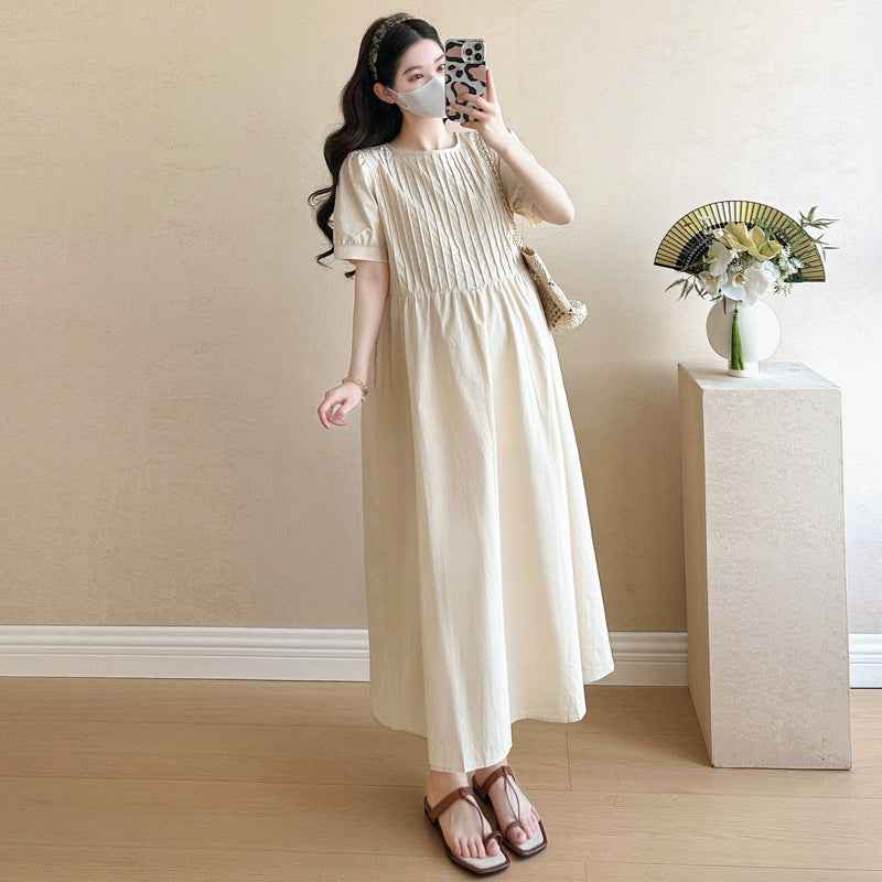 Korean-style Fashionable Loose-fit Minimalist Design Elegant High-end Plus-size Maternity Dress