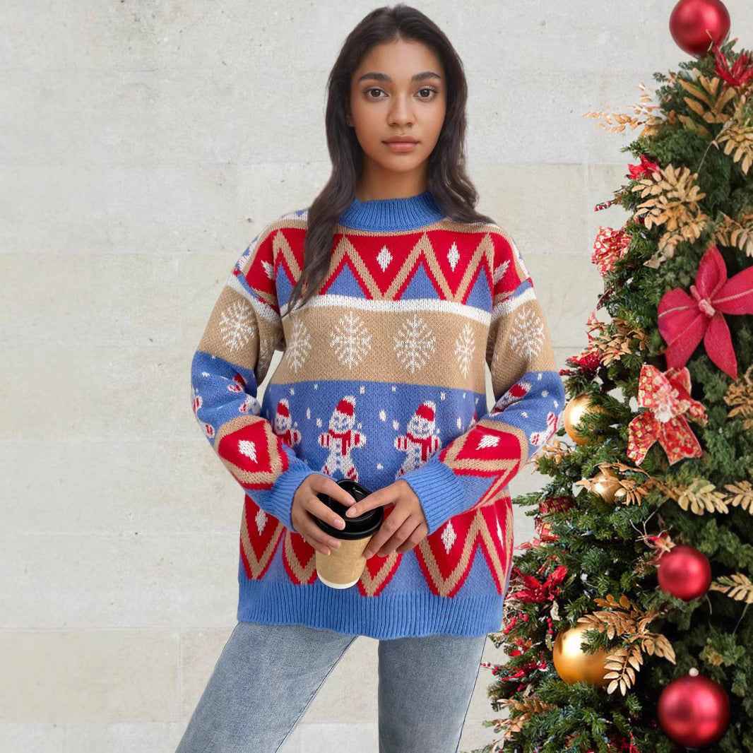 Loose And Idle Retro Red Pullover Sweaters Women's Clothing