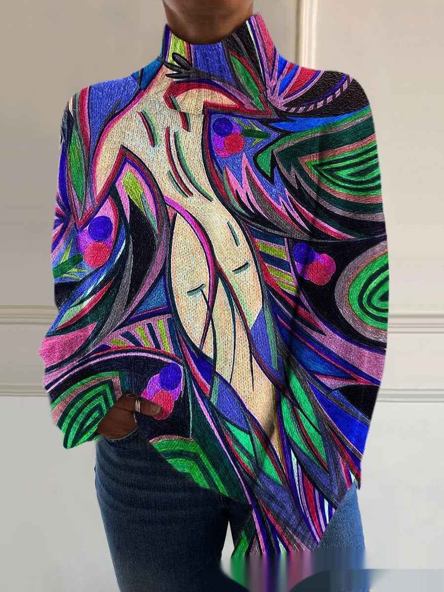 New High Neck Long Sleeve Sweaters Women's Clothing