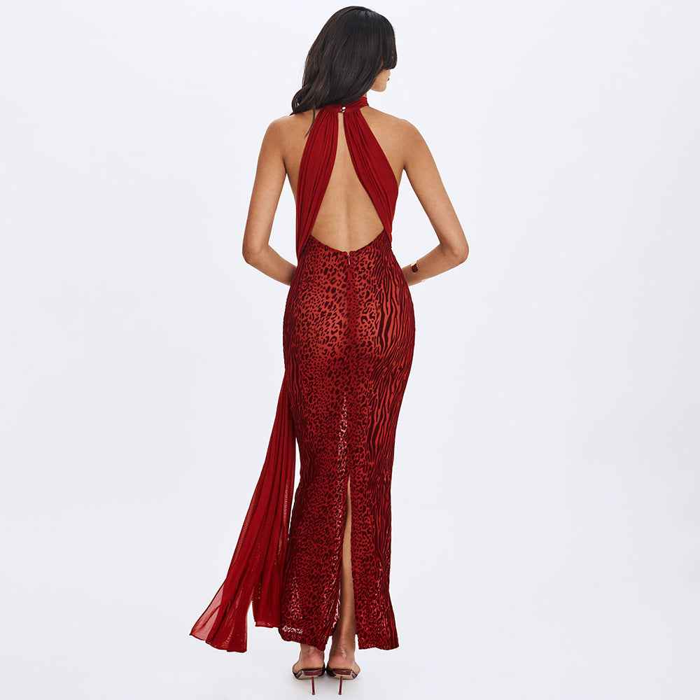 Women's New Halterneck Flowy Split Dress