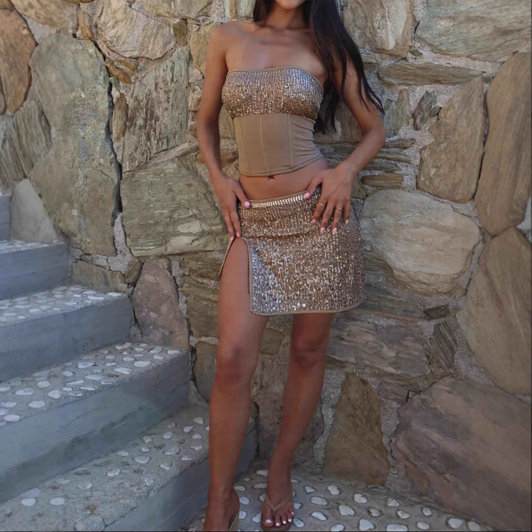 European And American-style Sexy Tube Top Set