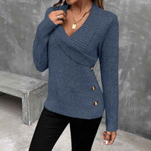 Pullover Button Elegant Knitted Sweaters Women's Clothing