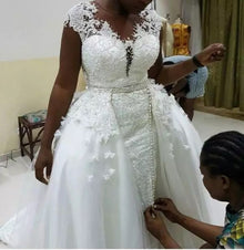 African Mermaid Detachable Lace Mermaid Wedding Dress by Mirlaine Univers