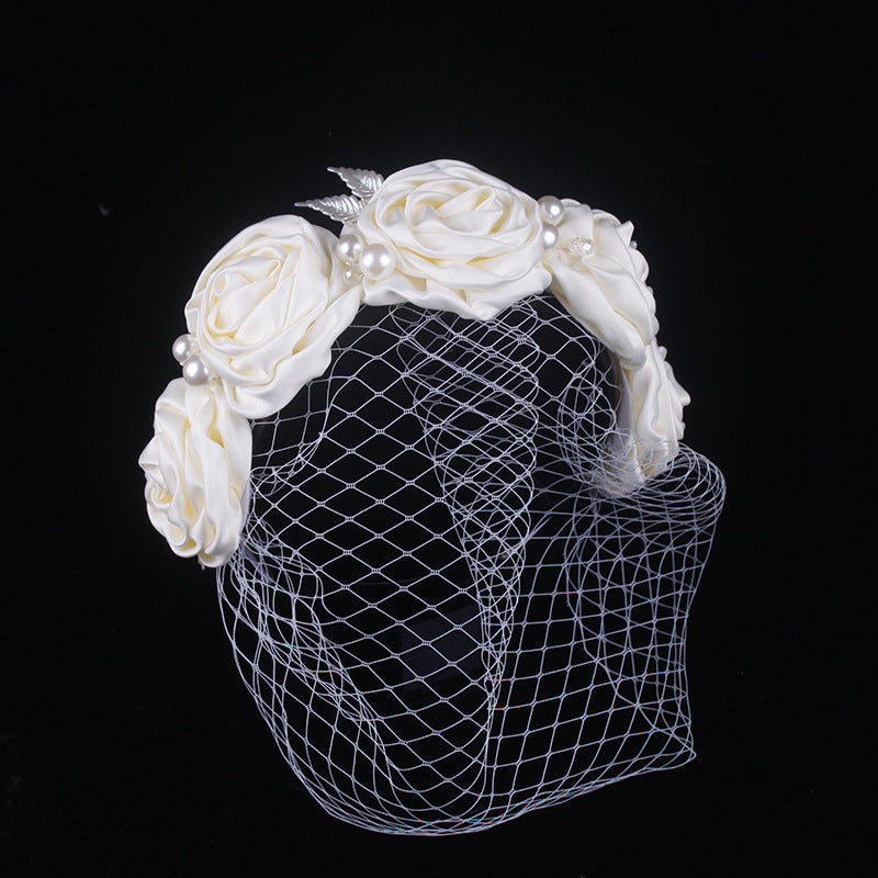 Bridal Large Flower Satin Veil Hair Hoop Headdress Wedding Dress With Accessories by Mirlaine Univers