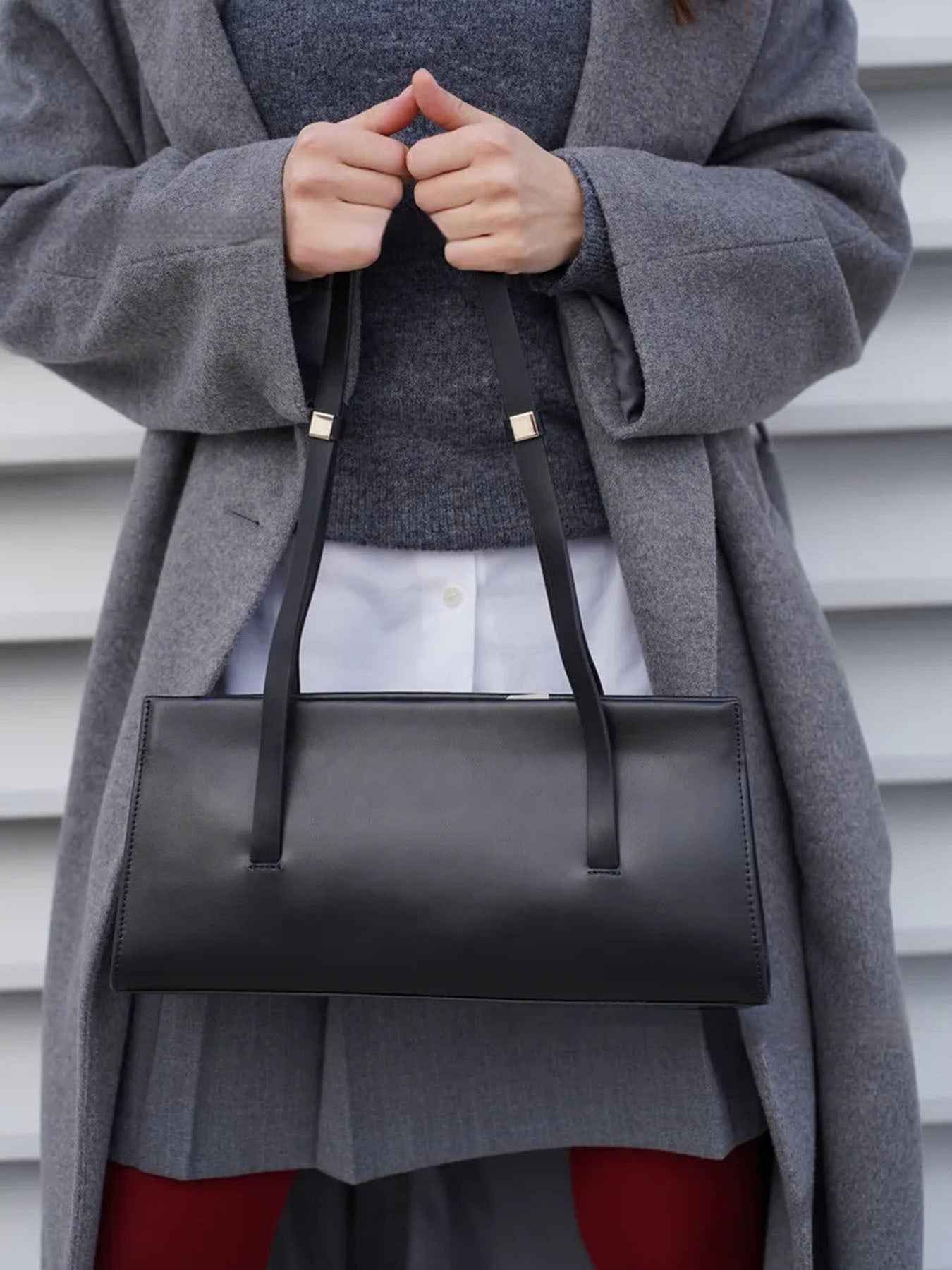 Seasonal Solid-color Retro Chic Shoulder Bag For Work