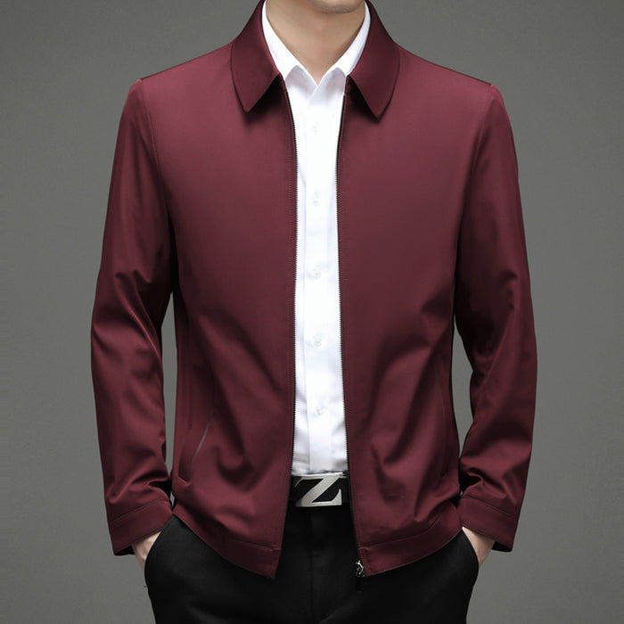 Men's Business-Casual Solid-Color Zip-Up Jacket