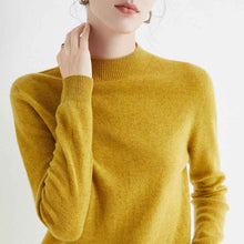 Half High Collar Pure Wool Women's Long Sleeved Knitted Base Sweater