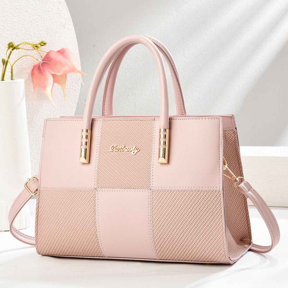 New Stylish Large-capacity Womens Tote Bag With A Bold Color-block Patchwork Design