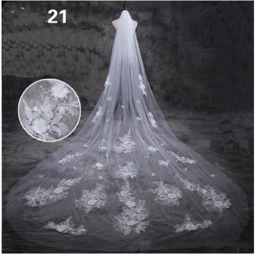 Bridal Wedding Dress Long Tail Luxury Super Fairy Wedding Veil by Mirlaine Univers