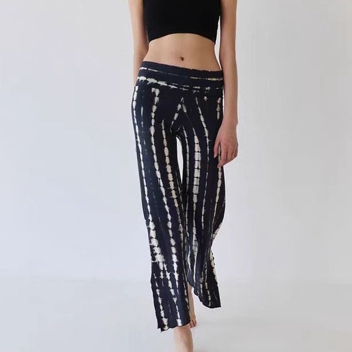 Pantalon De Yoga Imprimé Taille Haute Légèrement Évasé Avec Fente Latérale Et Propriétés Anti-humidité
