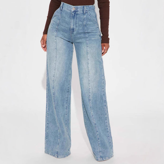 Jean Femme Coupe Droite Délavé Style Urbain