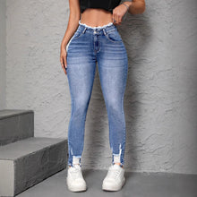 European And American Street Fashion Women's Ripped And Frayed Tight Skinny Jeans by Mirlaine Univers
