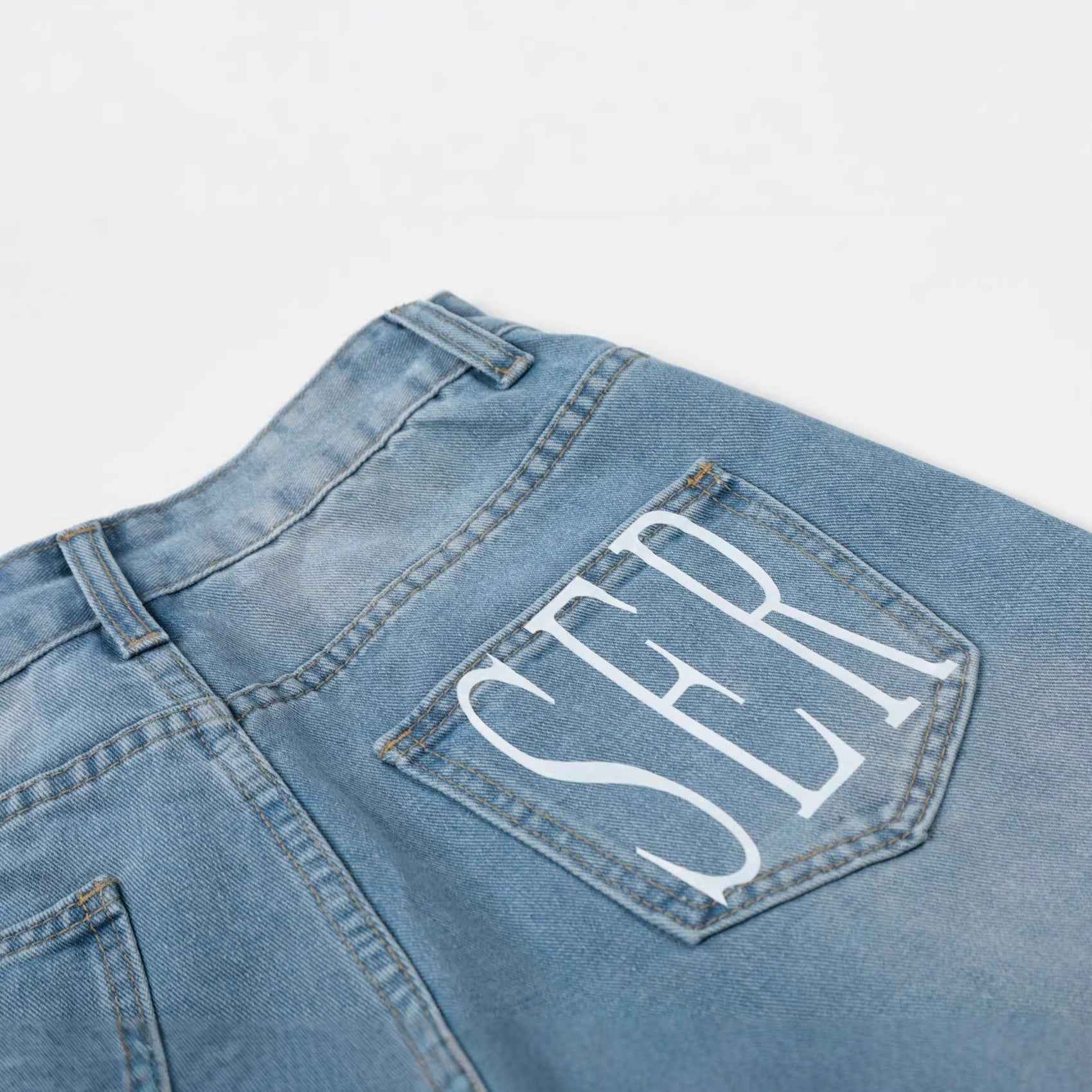 Korean-style Light-wash Wide-leg Denim Jeans For Women