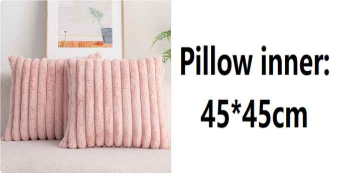 Rabbit Fur Solid Color Vertical Bar Plush Square Cushion Cover