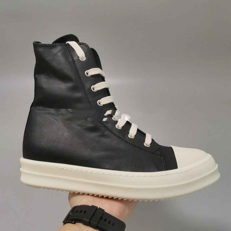 19SS High Top Shoes Secondary Line High Top Canvas Five Mangs Star Satin Old Wax Cloth Silver Pleated TPU Thick Sole