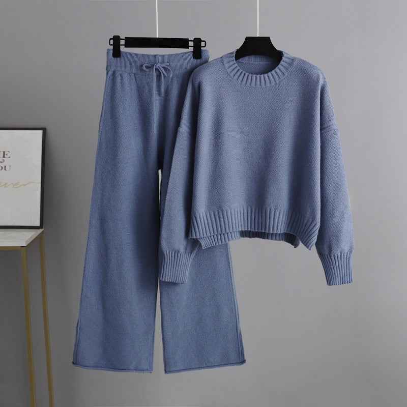 Fashionable Casual Knitted Pants Set For Women