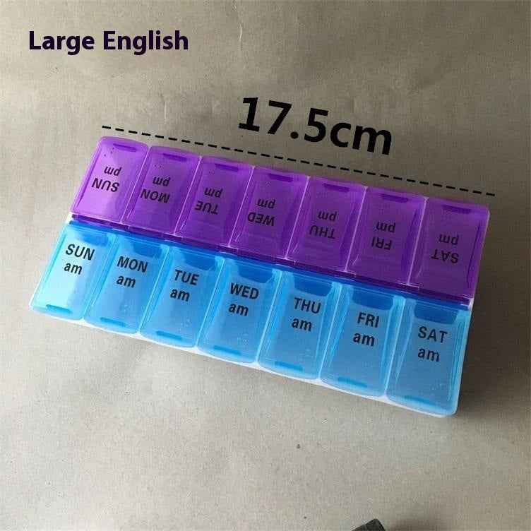 Big Small Size 14 Grid Week Pill Box Morning And Evening Color Week Pill Box Printing Russian English