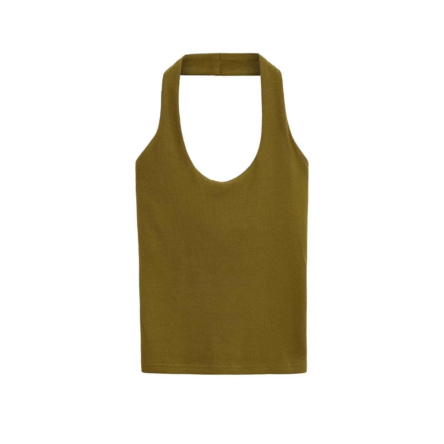 Fashion Hanging Collar Slim Fit Backless All-matching Top