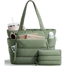 Womens Quilted Tote Bag With Multiple Compartments