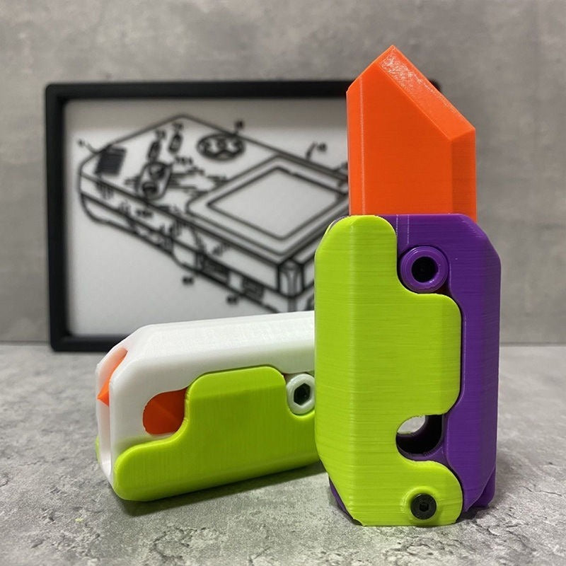 3D Printing Gravity Cub Jumping Small Radish Knife Mini Model Student Prize Pendant Decompression Toy For Children Gift by Mirlaine Univers