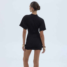 Women's Crew-Neck Half-Sleeve Pleated Sheath Dress