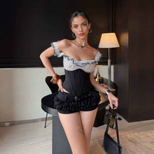 Women's Polka-Dot Patchwork Waist-Cinching Top