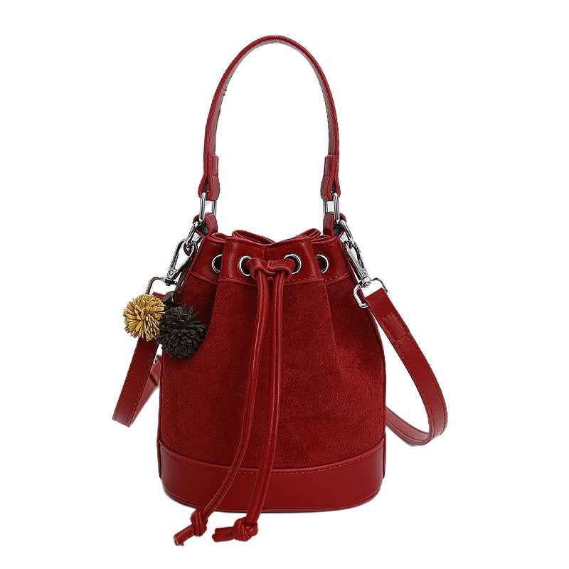 Drawstring Handle All-Match Bucket Bag For Women