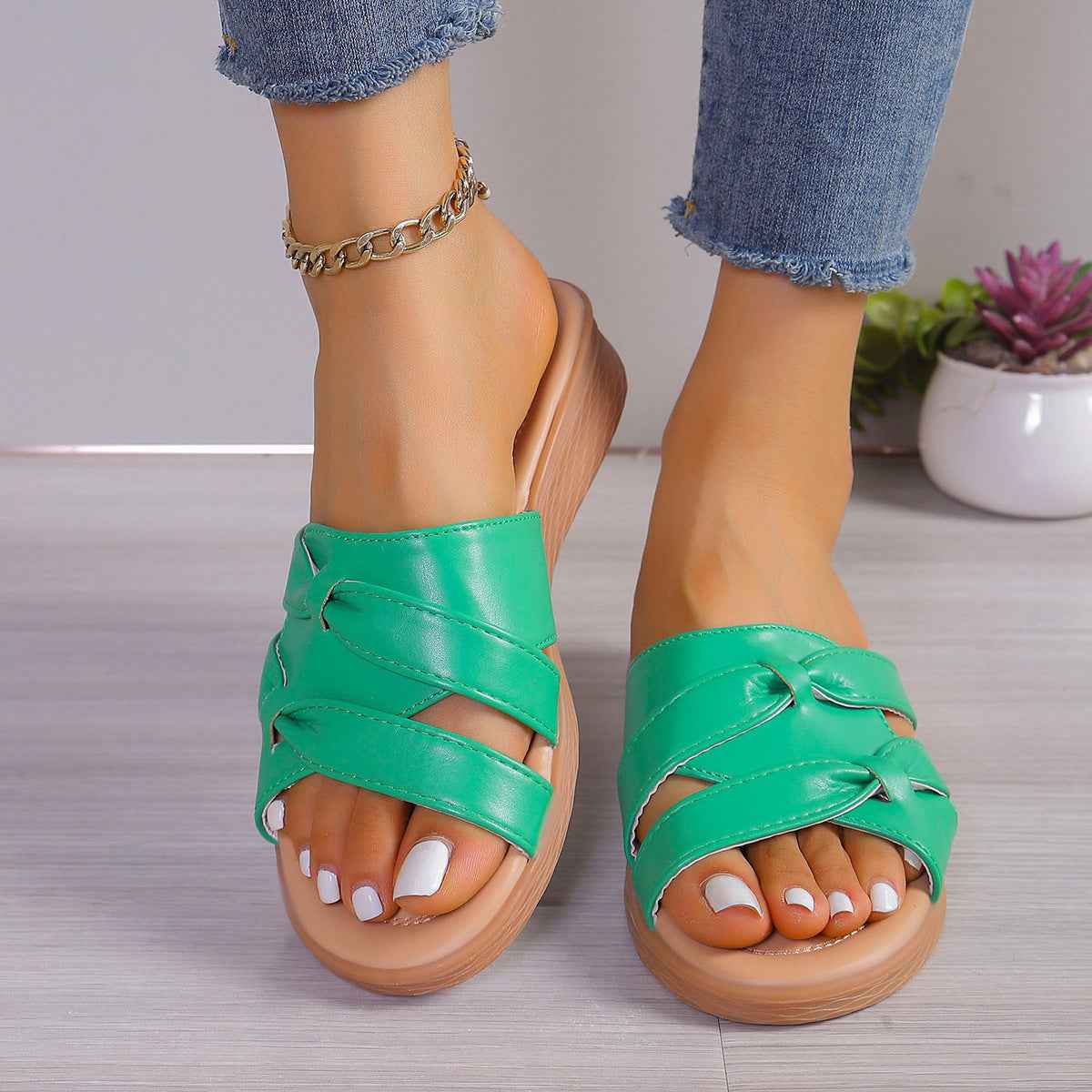 Bow-knot Plus-size Flat Sandals For Women