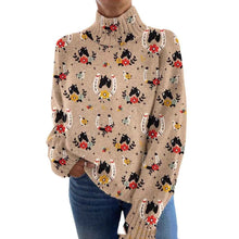 3D Floral Pattern Printing Independent Station High Neck Long Sleeve Sweaters