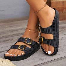 Summer New Fashion Belt Buckle Flat Sandals For Women