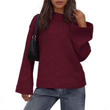 Casual Round Neck Solid Color Knitted Sweaters Women's Clothing