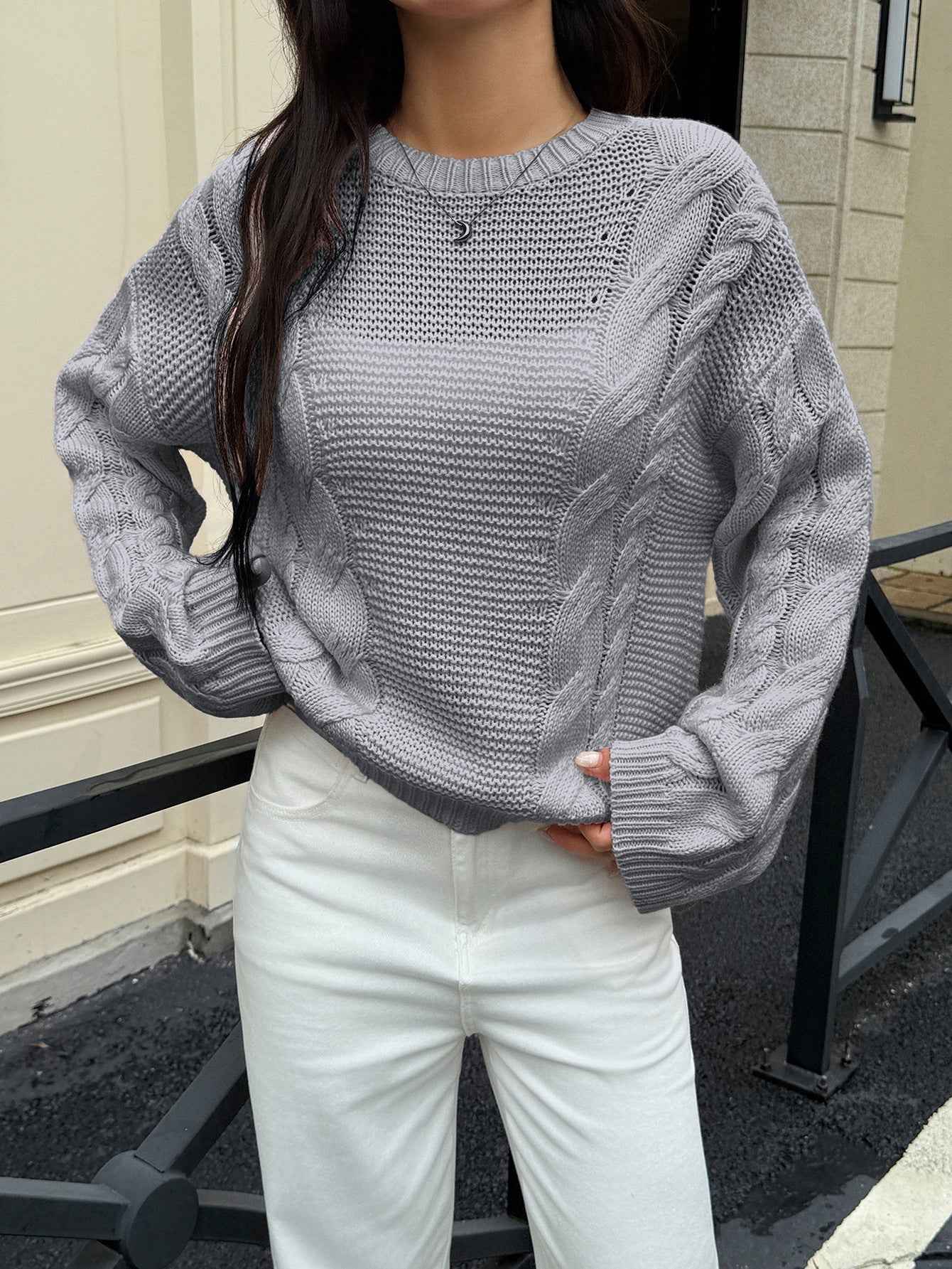 Leisure Minimalist Long Sleeve Sweaters Women's Clothing