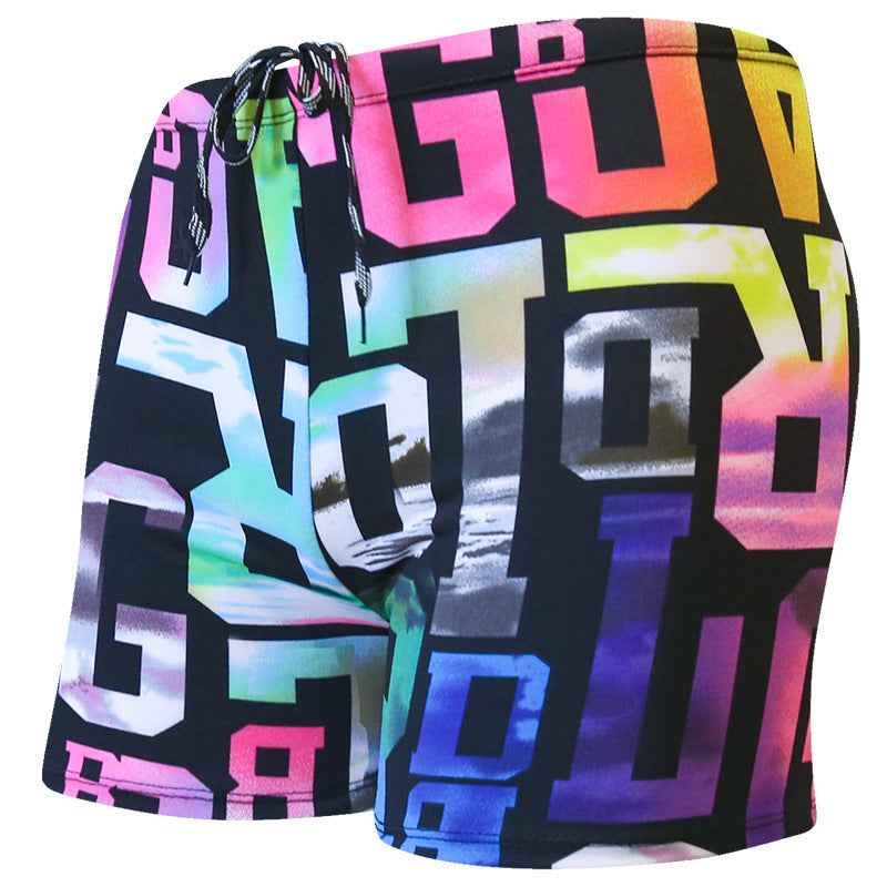 Printed Adult Swimming Trunks Men's Plus Size Boxer Beach Shorts