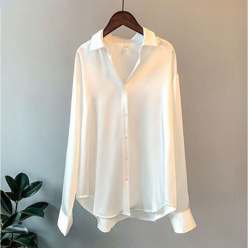 Women's Long-sleeved Satin Shirt by Mirlaine Univers